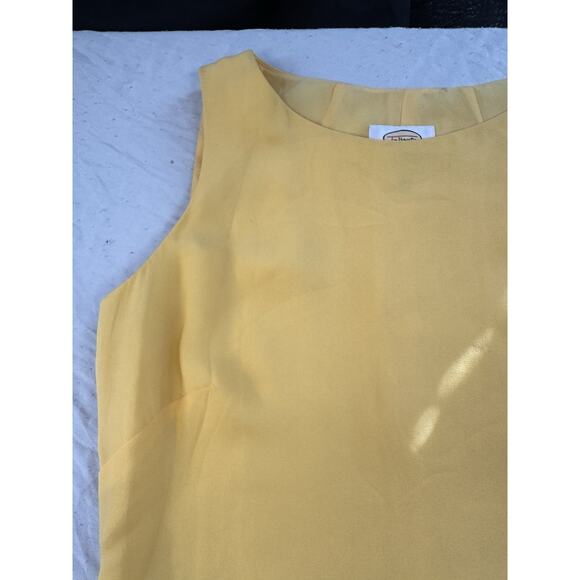 TALBOTS Vintage 100% Pure Silk Sleeveless Pleated Dress Yellow Size 10  - Picture 5 of 16